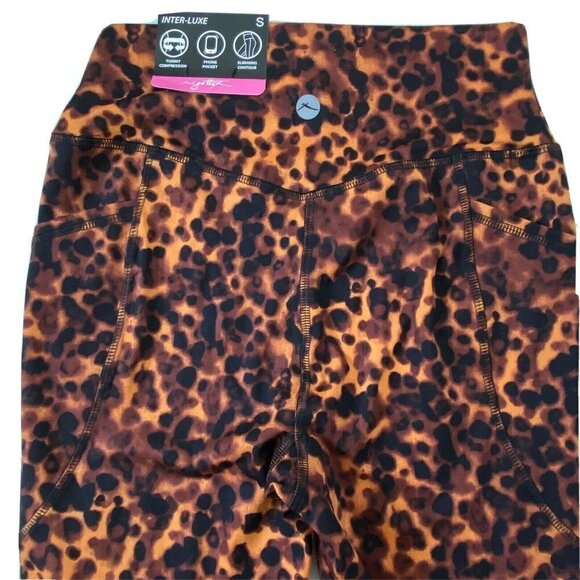 Gottex Women's Small Ankle Leggings Tummy Control Slimming Pockets Tortoise NEW - Picture 4 of 9